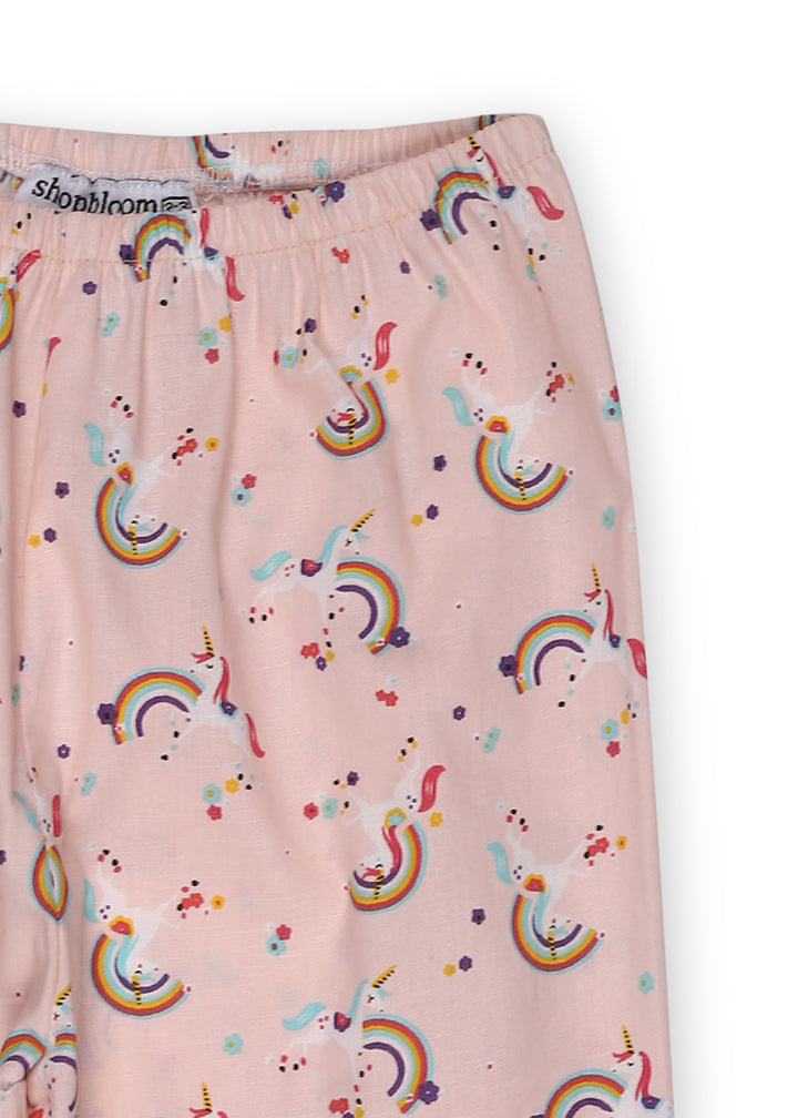 Unicorn and Rainbow Print Long Sleeve Kid's Night Suit - Shopbloom