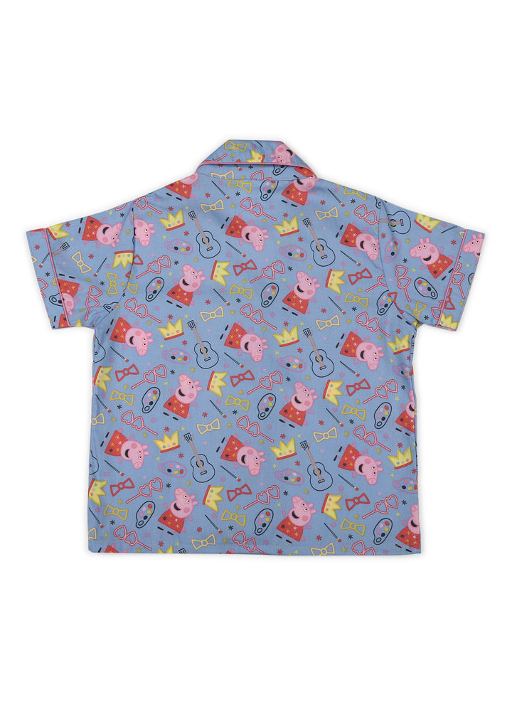 Peppa Crown Print Short Sleeve Kids Shorts Set - Shopbloom