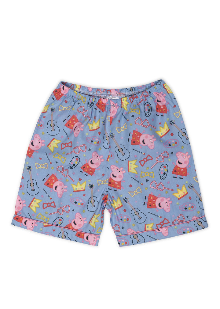 Peppa Crown Print Short Sleeve Kids Shorts Set - Shopbloom