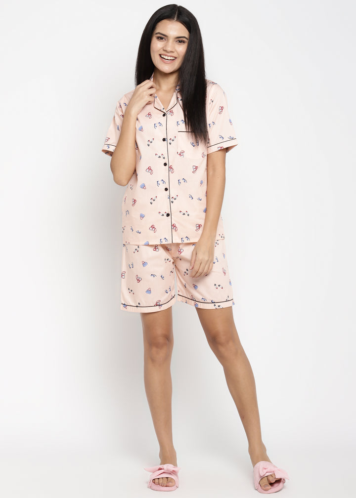 Bags And Shoes Print Shirt & Shorts Women's Set - Shopbloom