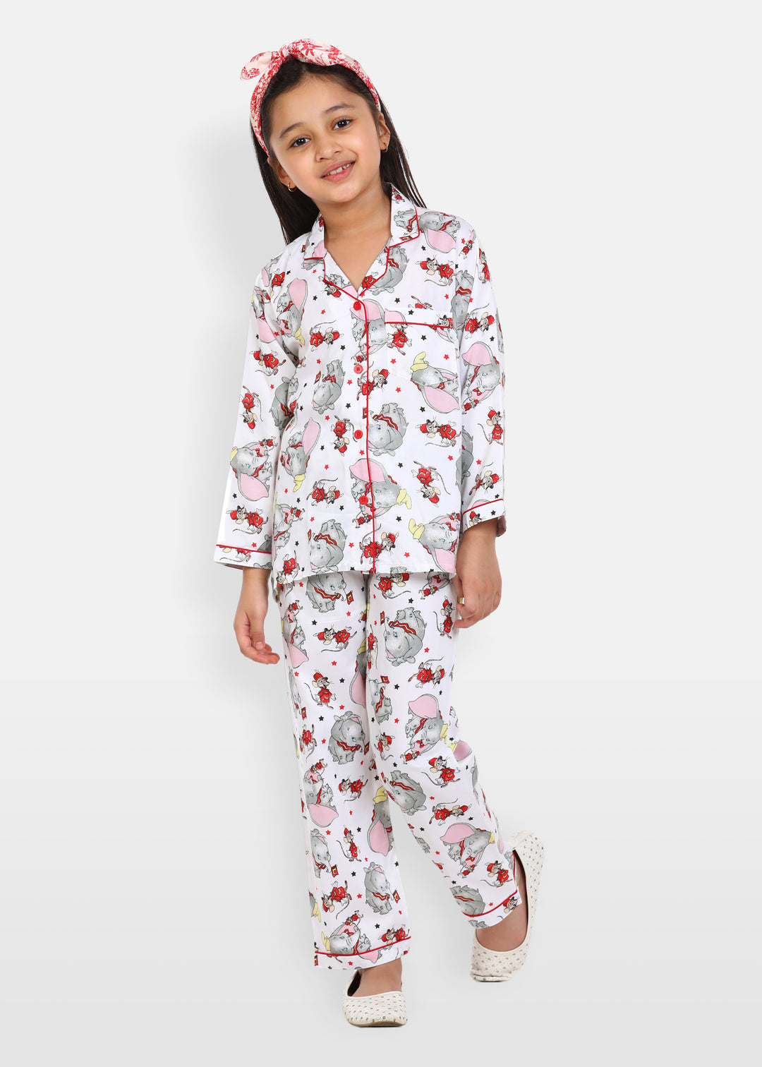 Elephant Print Long Sleeve Kids Night Suit - Shopbloom