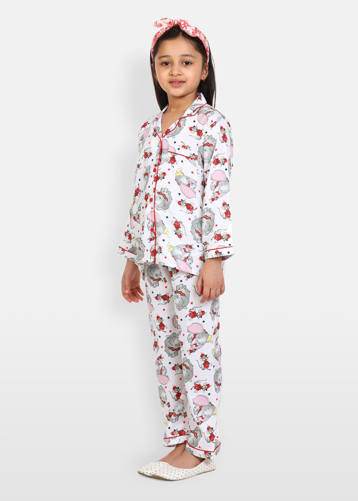 Elephant Print Long Sleeve Kids Night Suit - Shopbloom