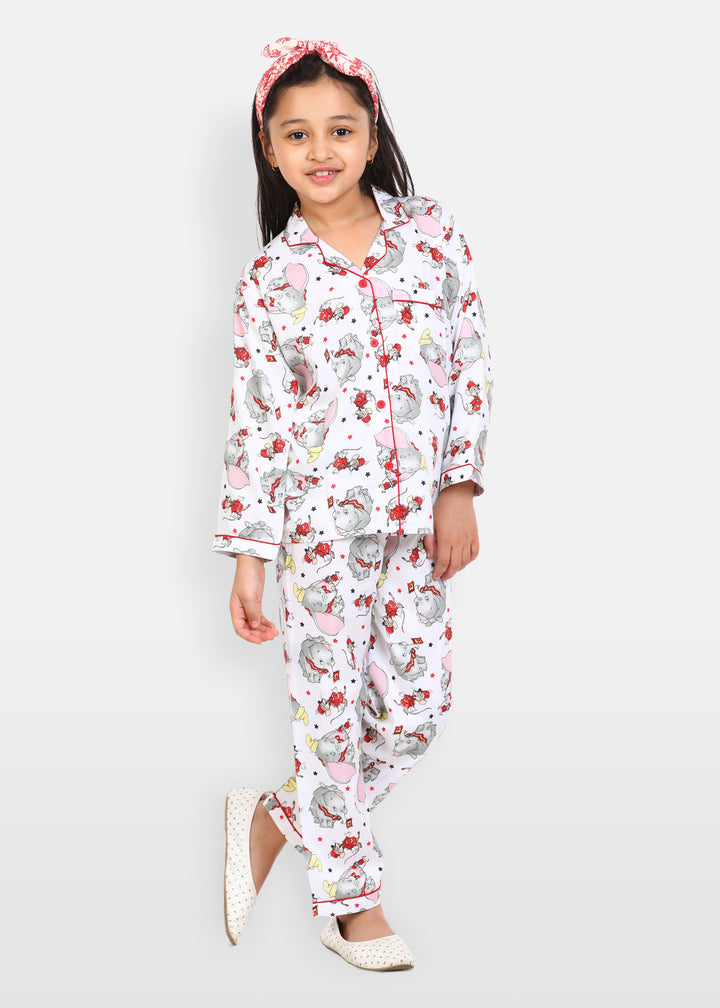 Elephant Print Long Sleeve Kids Night Suit - Shopbloom