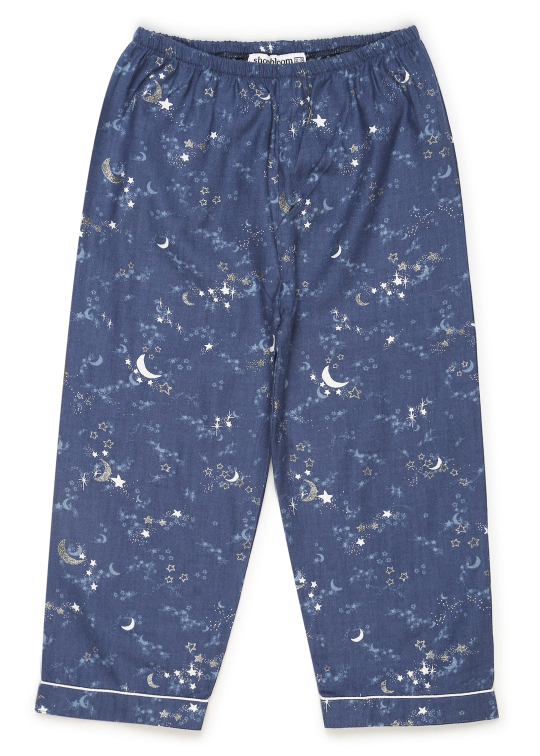 Blue Star and Moon Print Cotton Flannel Long Sleeve Kid's Night Suit - Shopbloom