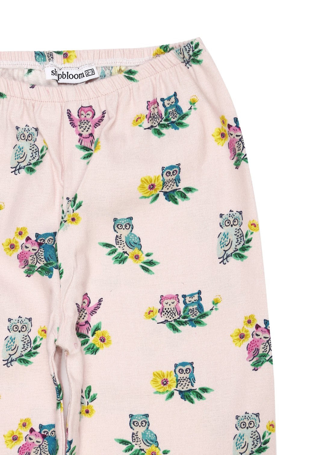 Sleepy Owl Print Cotton Flannel Long Sleeve Kid's Night Suit - Shopbloom